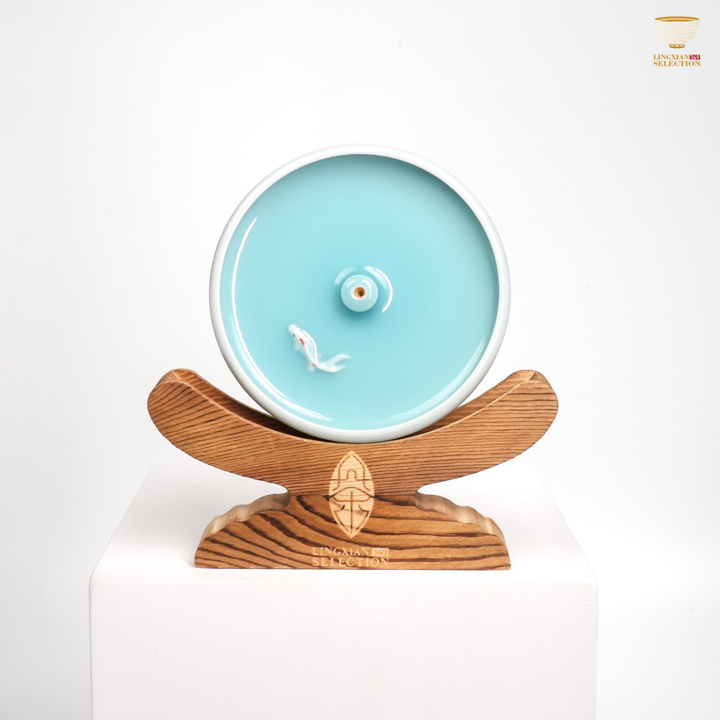 Jin Hongyang · Celadon Pink Blue Goldfish Incense Holder|Rippling Water Aesthetics · Glossy Official Glaze · Handcrafted Elegance for the Tea & Incense Table