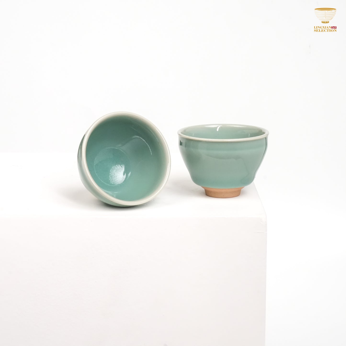 Jin Hongyang · Celadon Pink Blue Tea Set (3-Piece)|One Gaiwan & Two Cups · High-Fired Porcelain · Elegant Gift Box · Ideal for Gongfu Brewing