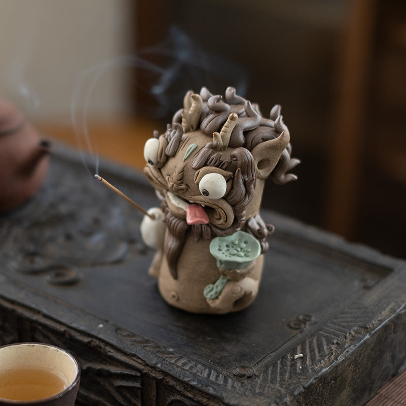 “Thousand-Day Wine” Pixiu – Backflow Incense Burner & Stick Holder | Creative Tea Pet for Gongfu Tea | Traditional Chinese Gift