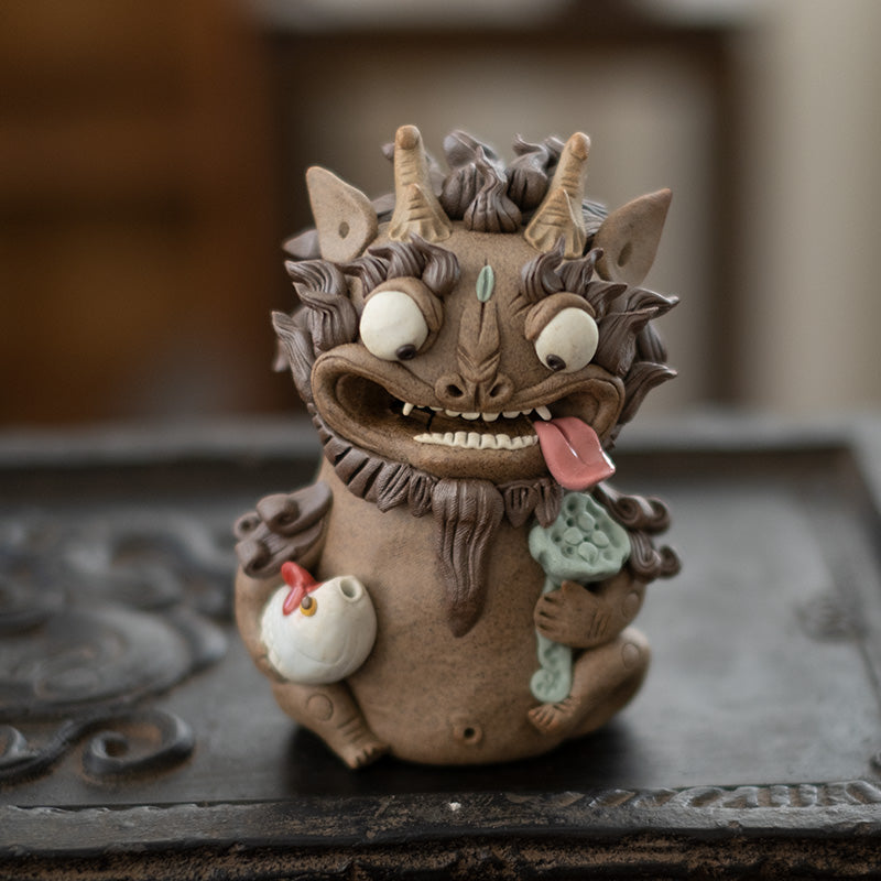 “Thousand-Day Wine” Pixiu – Backflow Incense Burner & Stick Holder | Creative Tea Pet for Gongfu Tea | Traditional Chinese Gift