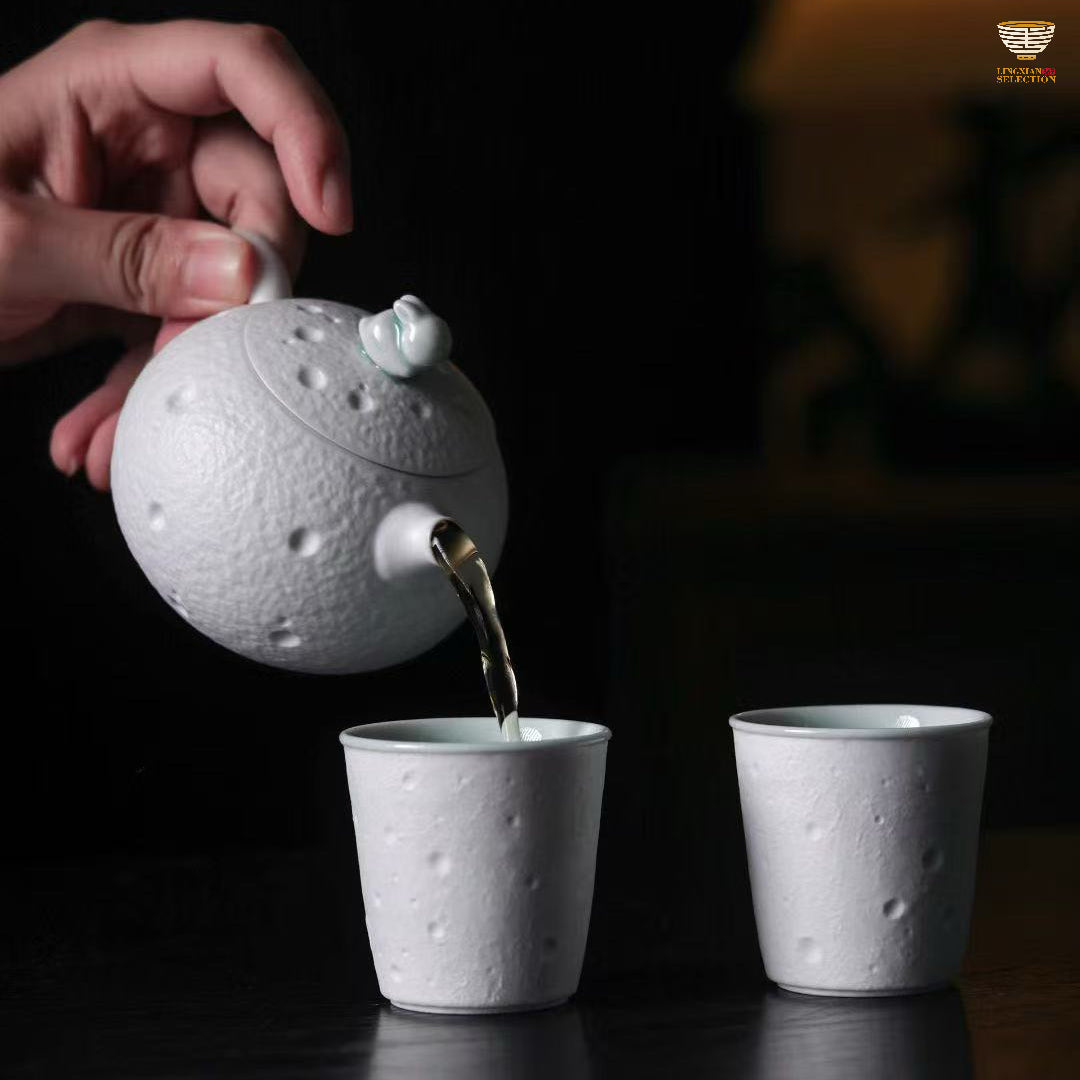 Wu Junjie · “Moon Gazing” Tea Set | Handmade Celadon Teapot & Cups Gift Box · Elegant Gongfu Teaware · Perfect for Gifting