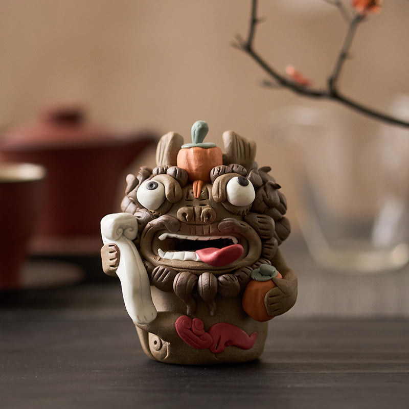 Handcrafted Ceramic Sculpted Pixiu – “Everything Goes Well” Tea Pet & Incense Holder | Chinese Tea Table Ornament & Cultural Gift