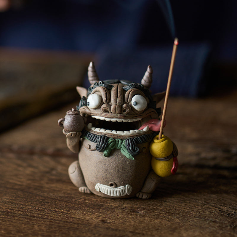 Pixiu Tea Boy Figurine – Tea Pet & Stick Incense Holder | Blessings of Fortune and Prosperity | Traditional Chinese Tea Gift