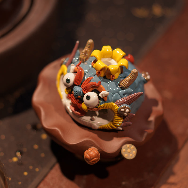 Little Dragon Dumpling Tea Pet & Incense Holder – Zodiac Dragon Gift, Handcrafted Porcelain – Traditional Chinese Gift