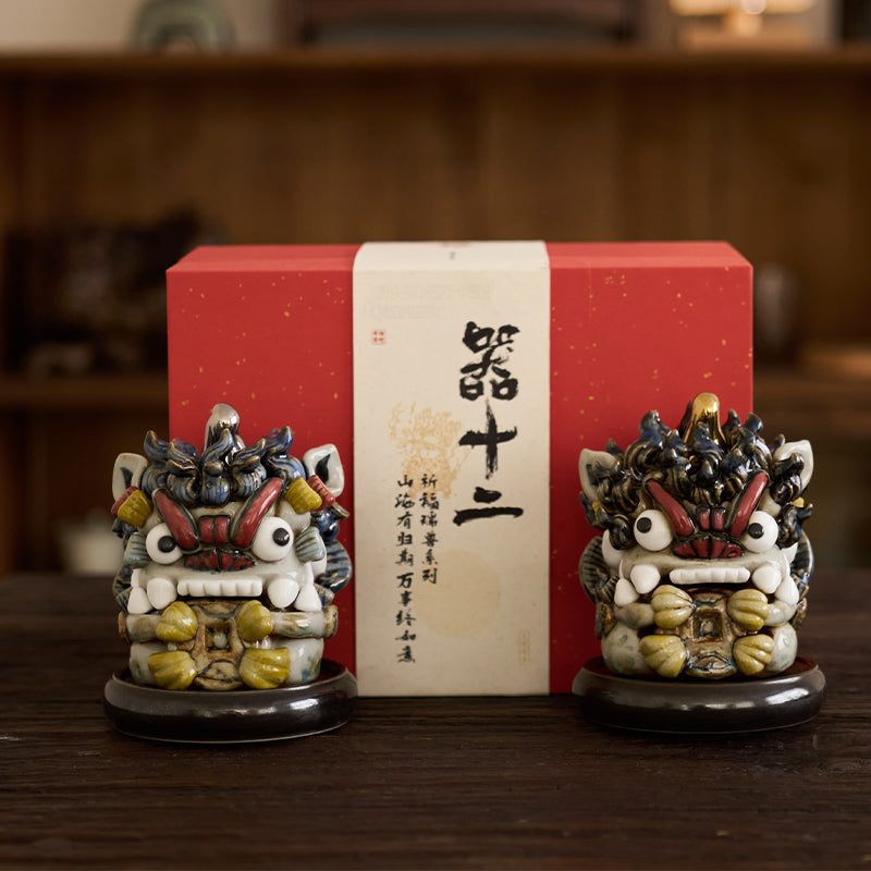 Golden Horn & Silver Horn Fortune-Attracting Pixiu Statues – Housewarming & Office Decor, Traditional Chinese Gift for New Home or Business Opening