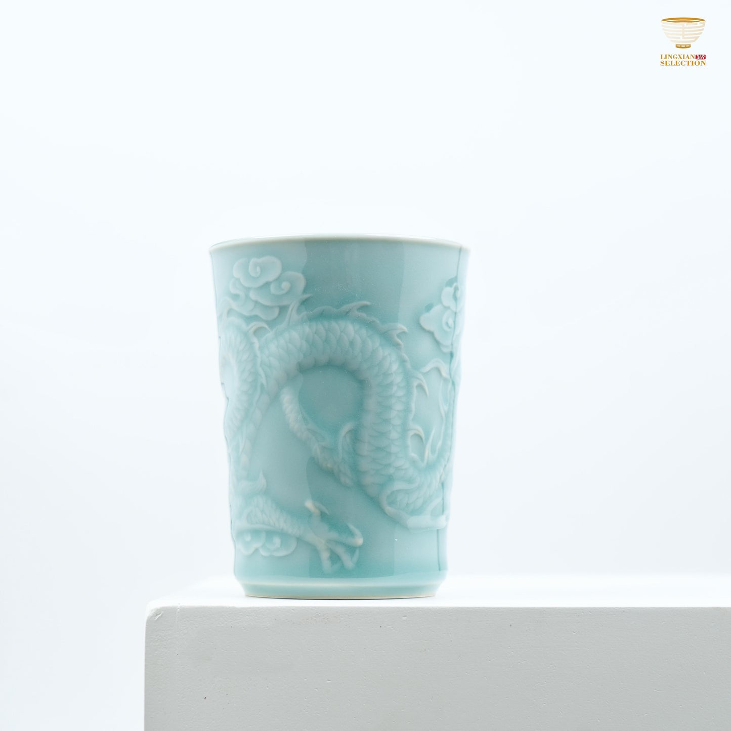 Celadon Dragon & Phoenix Embossed Cola Cup From Lei Huixian | Longquan High-Fired Porcelain | Ideal for Gift & Collectors