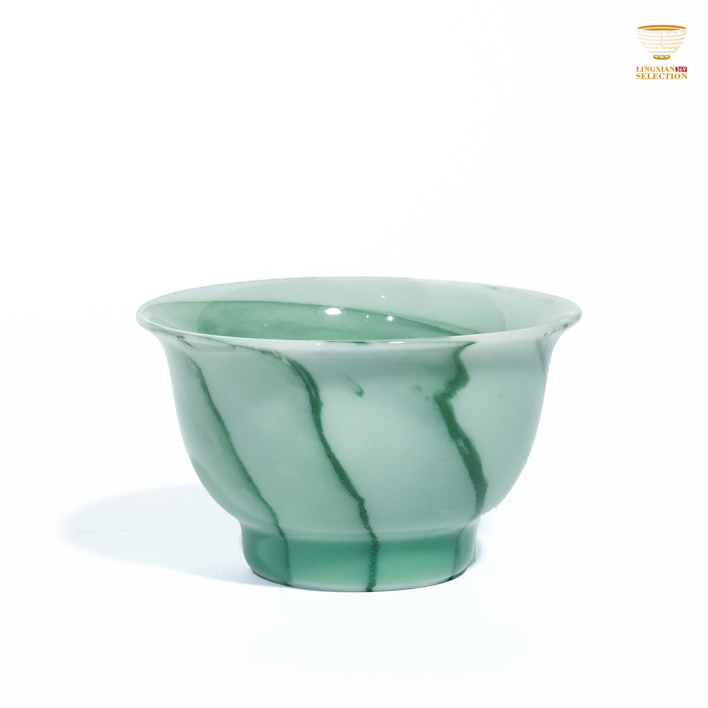 Liao Xinliang Celadon Marbled Teacup | Handmade Celadon Art Tea Ware | Elegant Textured Chinese Tea Set