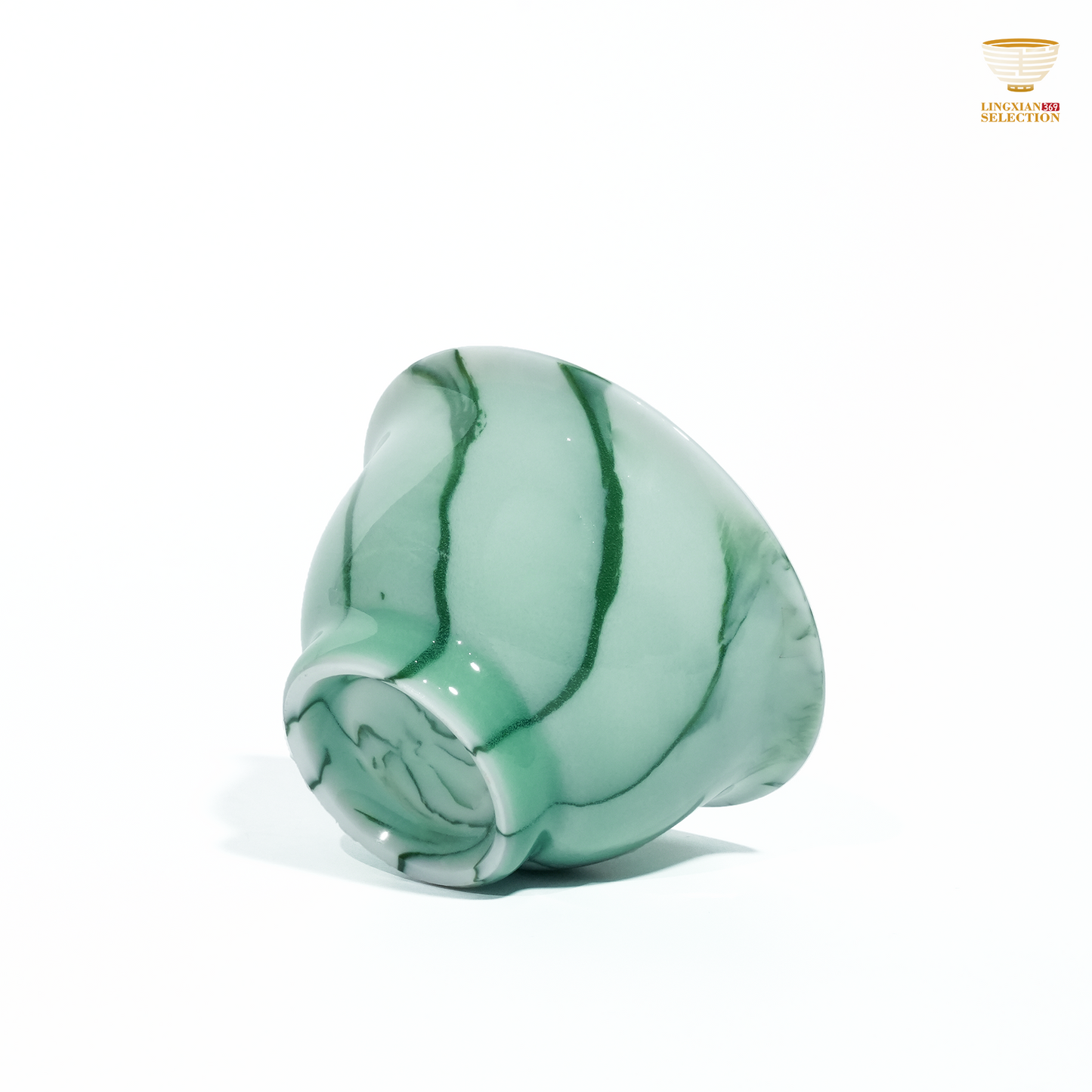 Liao Xinliang Celadon Marbled Teacup | Handmade Celadon Art Tea Ware | Elegant Textured Chinese Tea Set
