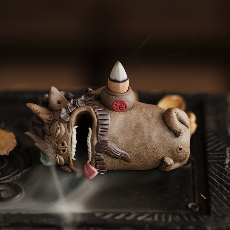 “Thousand-Day Wine” Pixiu – Backflow Incense Burner & Stick Holder | Creative Tea Pet for Gongfu Tea | Traditional Chinese Gift