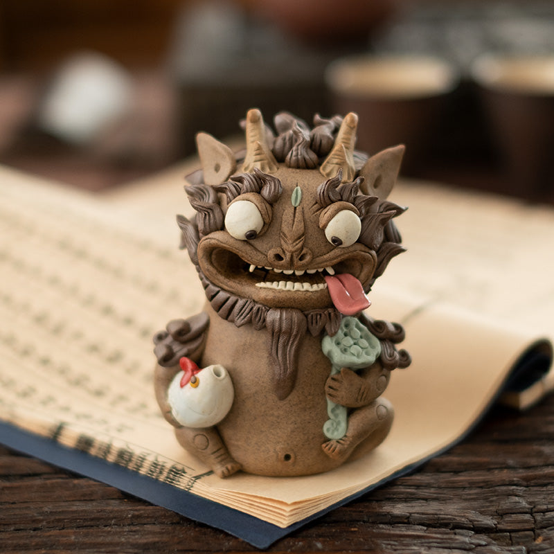 “Thousand-Day Wine” Pixiu – Backflow Incense Burner & Stick Holder | Creative Tea Pet for Gongfu Tea | Traditional Chinese Gift