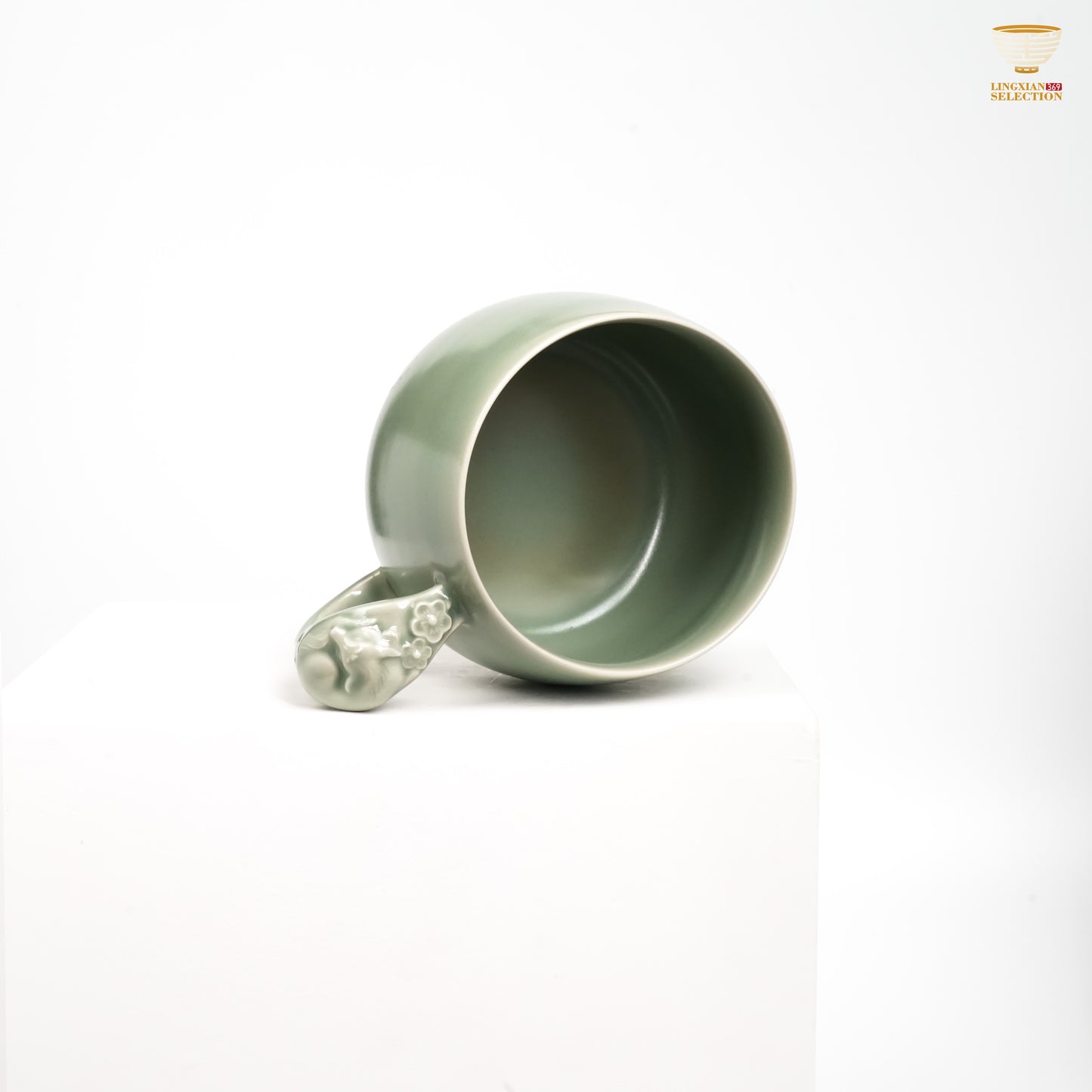 Jin Hongyang · Celadon Bean-Green Fox Handle Mug|Graceful Design · Refined Celadon Glaze · Handmade Elegance · Whimsical Charm