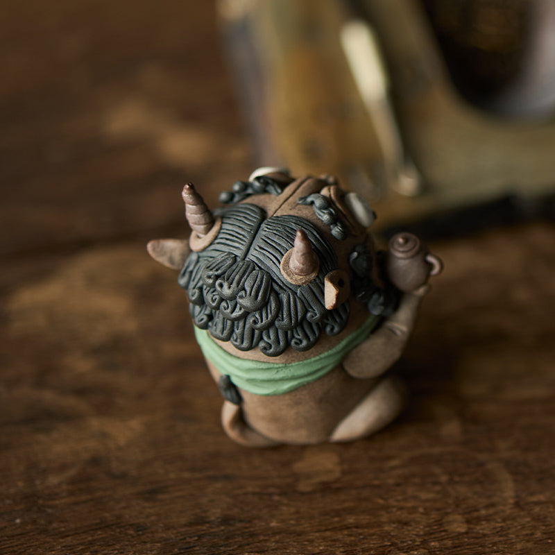 Pixiu Tea Boy Figurine – Tea Pet & Stick Incense Holder | Blessings of Fortune and Prosperity | Traditional Chinese Tea Gift