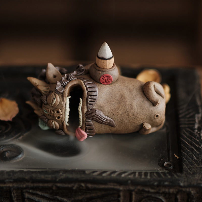 “Thousand-Day Wine” Pixiu – Backflow Incense Burner & Stick Holder | Creative Tea Pet for Gongfu Tea | Traditional Chinese Gift