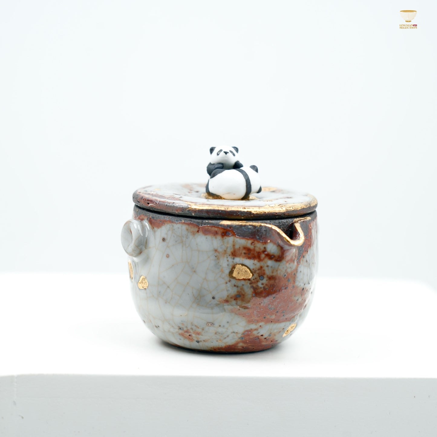 Gao Yue · Shino Ware Panda Quick Pot | Handmade Wood-Fired Ceramic | Creative Cute Handheld Teapot | Collectible Oriental Aesthetic Teaware