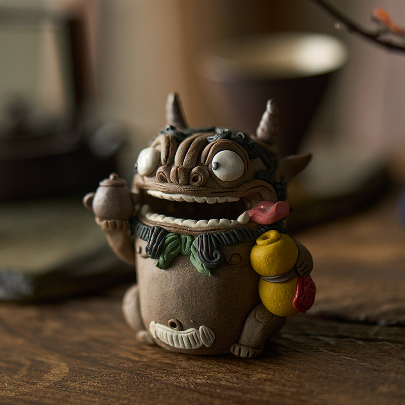 Pixiu Tea Boy Figurine – Tea Pet & Stick Incense Holder | Blessings of Fortune and Prosperity | Traditional Chinese Tea Gift