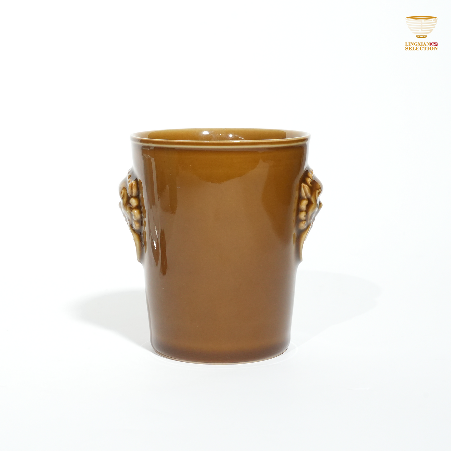 Liao Xinliang "Auspicious Wishes" Cola Cup | Handmade Celadon with Embossed Lion Motif | Chinese Symbolism Artistic Teaware