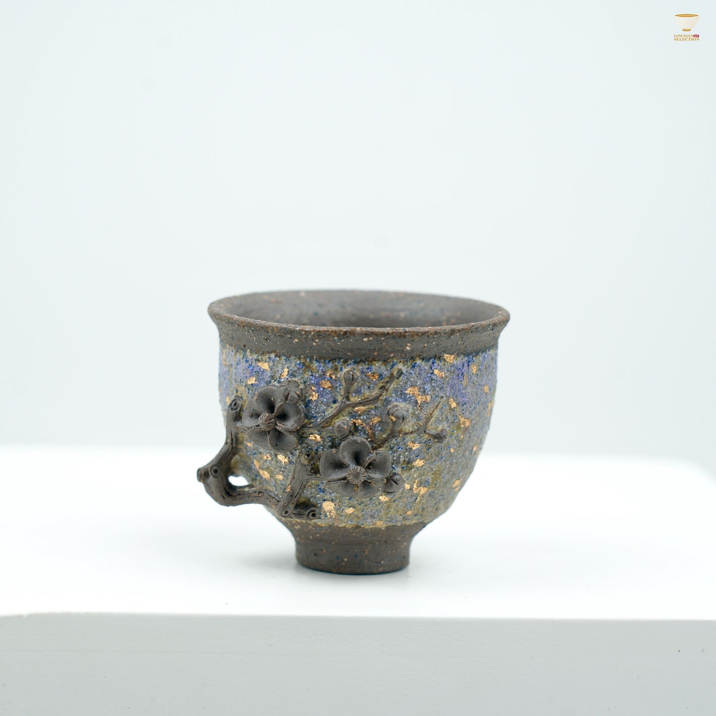 Winter Plum”Aged Rock-Mineral Teacup | Handmade Ceramic Cup with Plum Blossom Relief | Oriental Elegance Tea Vessel