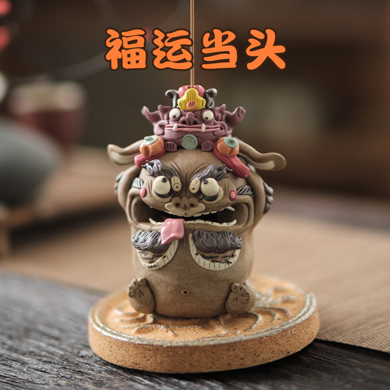 Blessings Aplenty – Fortune Lion Tea Pet & Incense Holder | Traditional Chinese Gift