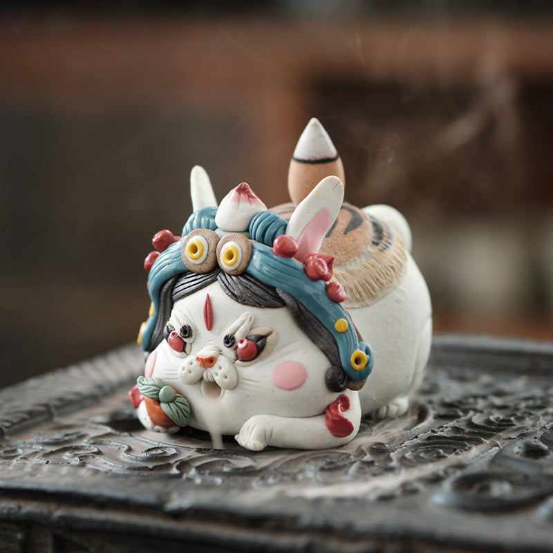 Chinese Intangible Cultural Heritage – Moon Palace Fairy “Rabbit Duner” Figurine | Rabbit Deity Tea Pet & Incense Holder | Traditional Chinese Tea Culture Gift