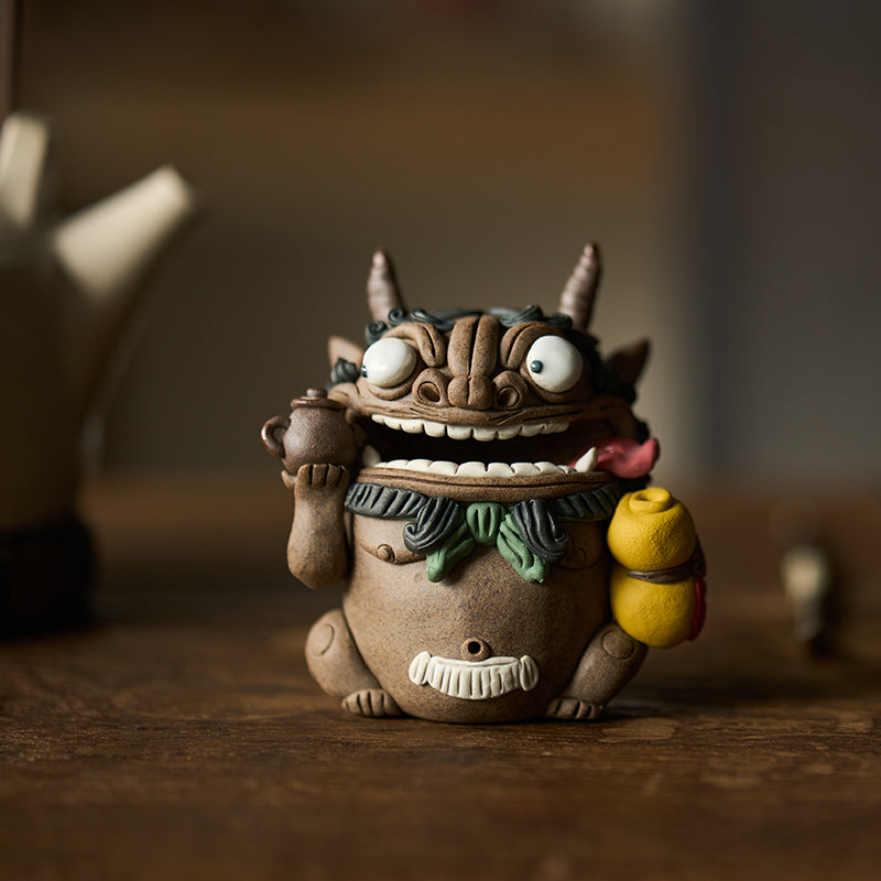 Pixiu Tea Boy Figurine – Tea Pet & Stick Incense Holder | Blessings of Fortune and Prosperity | Traditional Chinese Tea Gift