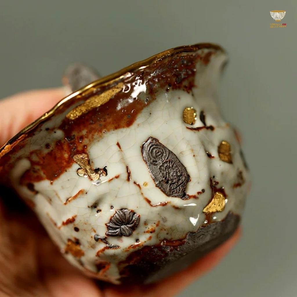 Wood Fire Shino Ware Dunhuang Gaiwan Aged Rock-Mineral Gaiwan Multi-functional for brewing, boiling, and serving tea Blend of traditional and modern aesthetics