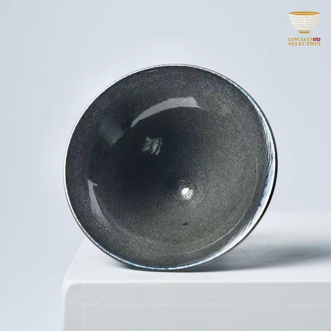 【BaiDing Kiln · Gray Shell Tall Bamboo Hat Teacup】|Handcrafted Gongfu Tea Bowl|Elegant Jian Zhan Style|Perfect for Traditional Brewing