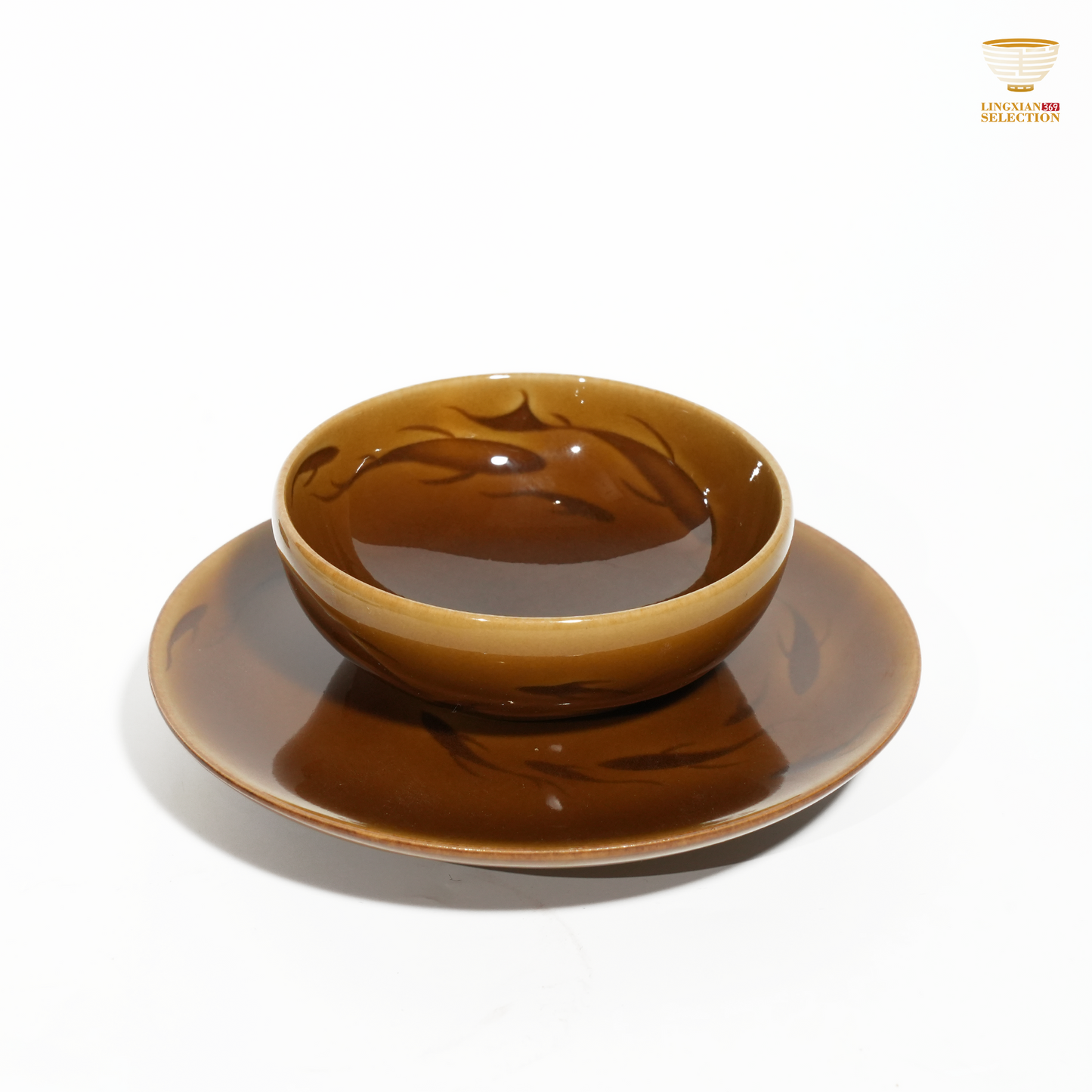 Liao Xinliang Big Fish & Begonia Autumn Water , Pink Blue Cup and Saucer Set | Celadon Art T Ware | Handcrafted Leaping Fish & Begonia Design · Symbol of Prosperity and Harmony