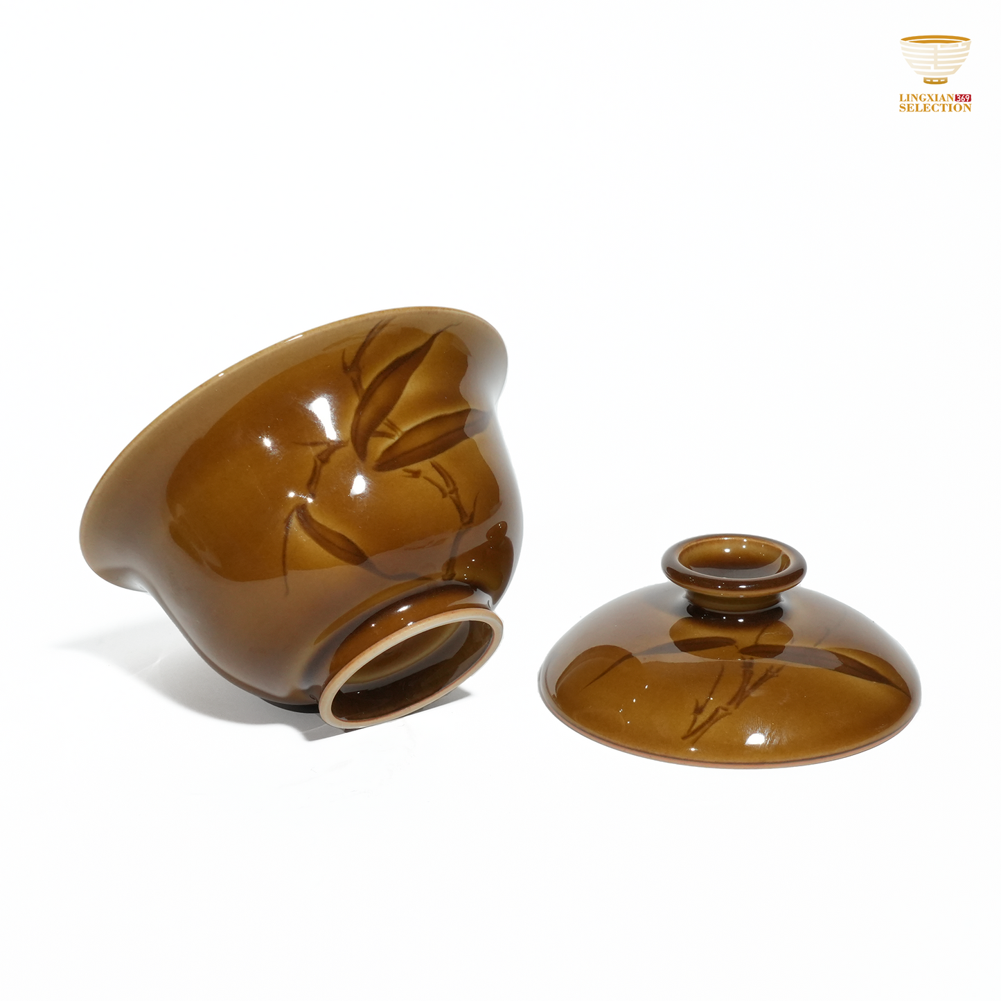 Liao Xinliang "Autumn Waters" Bamboo Gaiwan | Celadon Art Ceramic Cup | Handmade · Minimalist & Elegant Drinking Cup
