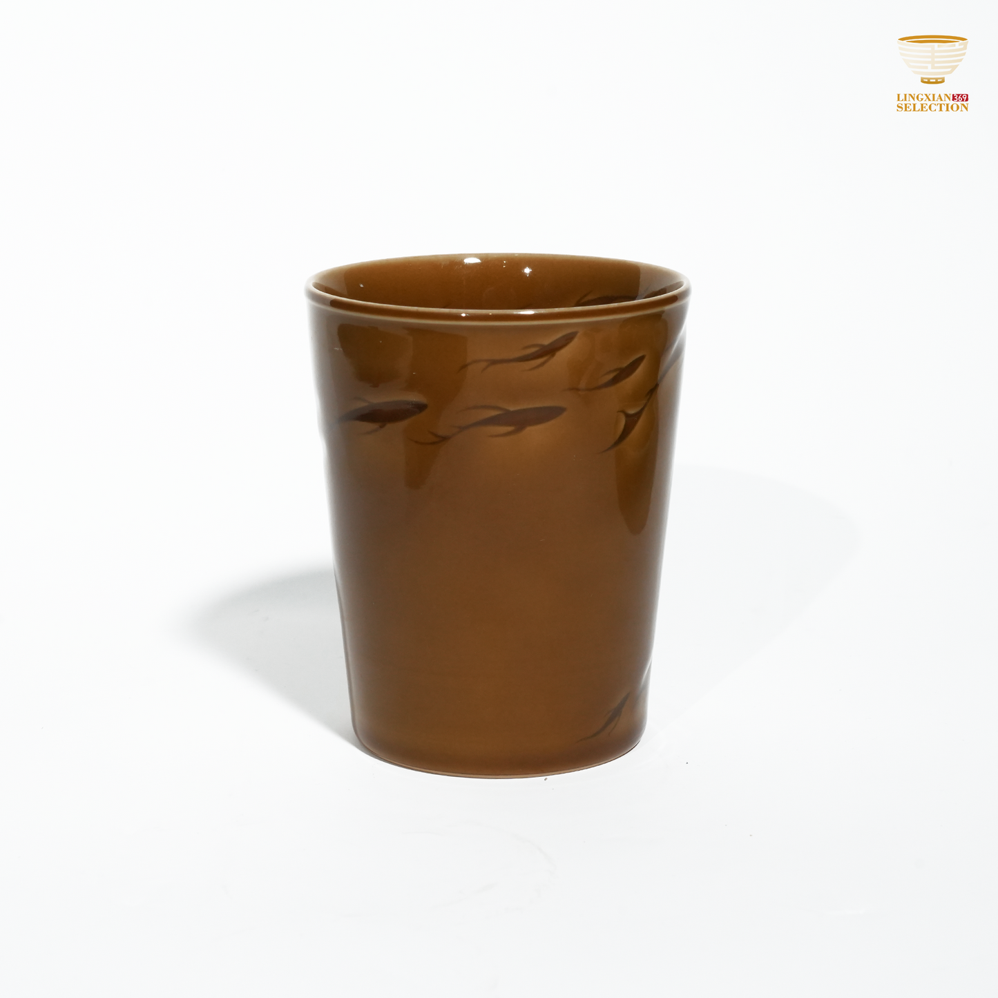 Liao Xinliang Big Fish & Begonia Plum-Green and Autumn Water Cola Cup | Celadon Art Ceramic Cup | Handmade · Symbol of Abundance & Prosperity