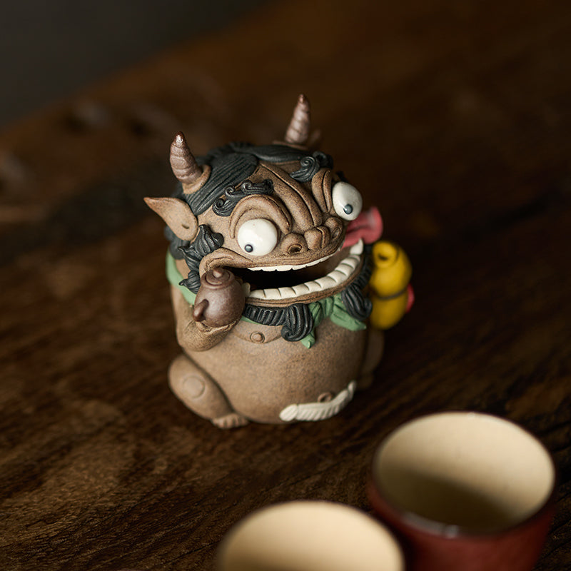 Pixiu Tea Boy Figurine – Tea Pet & Stick Incense Holder | Blessings of Fortune and Prosperity | Traditional Chinese Tea Gift