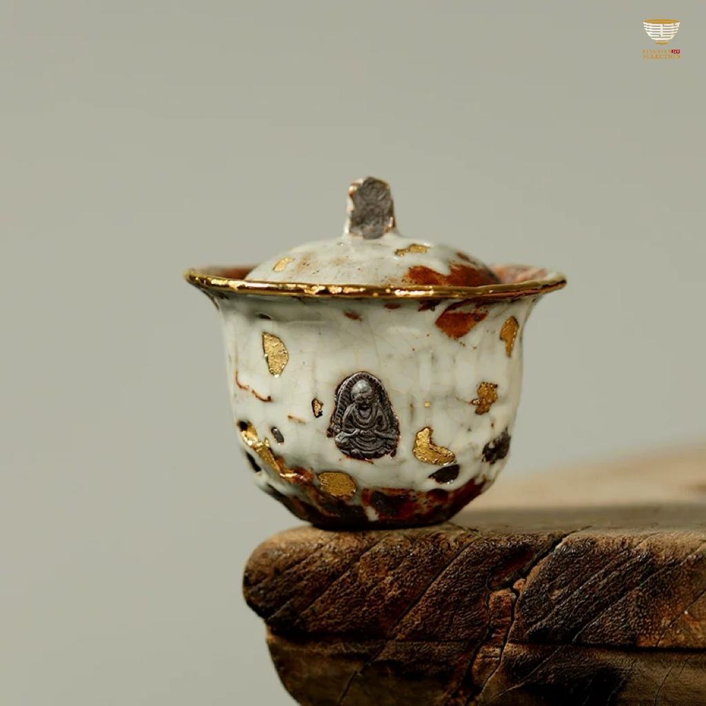 Wood Fire Shino Ware Dunhuang Gaiwan Aged Rock-Mineral Gaiwan Multi-functional for brewing, boiling, and serving tea Blend of traditional and modern aesthetics