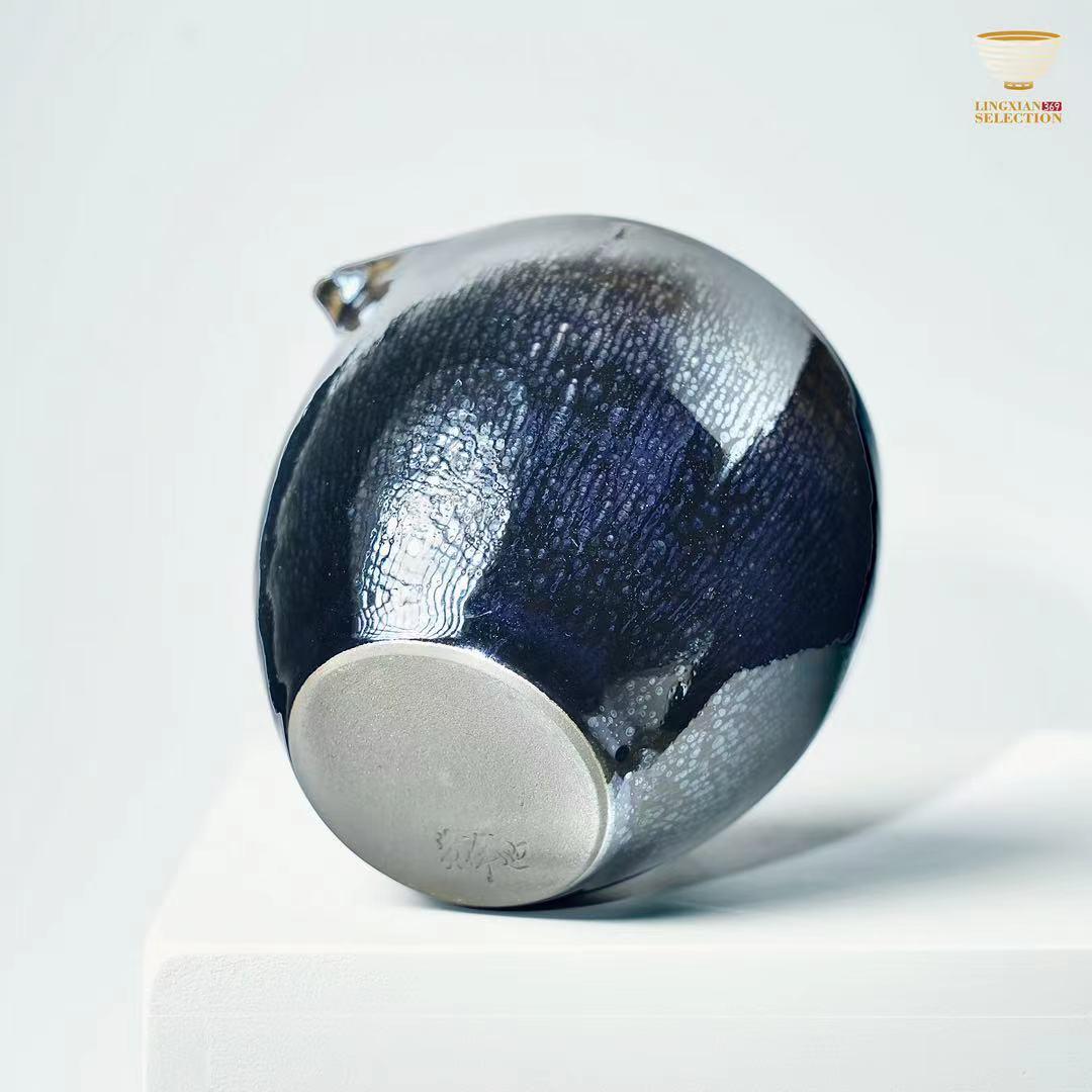 Baiding Jian Zhan Latent Grain Sharing Cup | Handmade Black-Glaze Relief | Timeless Oriental Elegance · Collectible Ceramic Gift