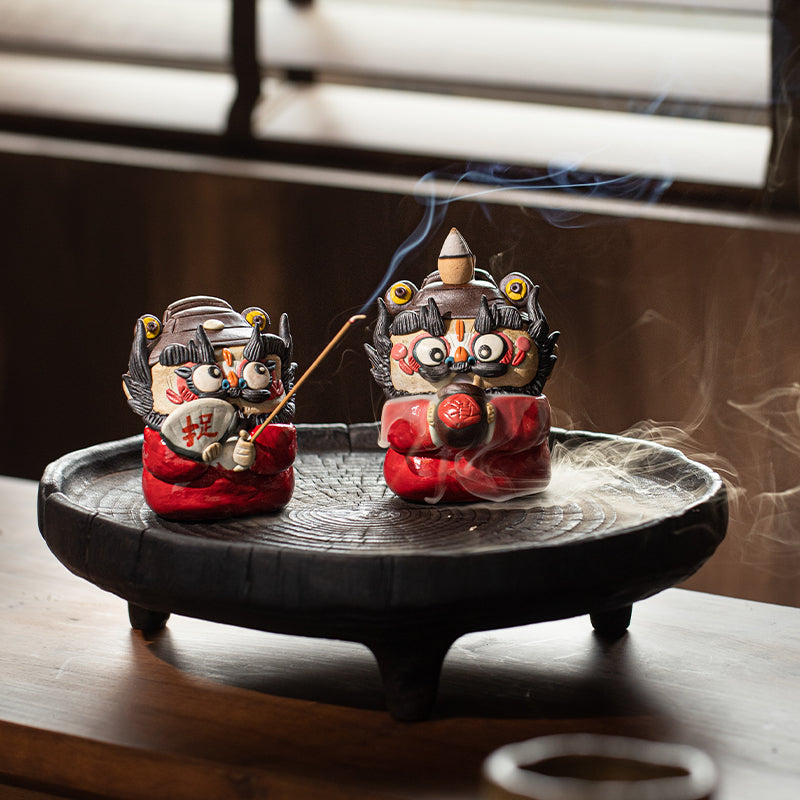 Ceramic Kung Fu Tea Pet – Zhong Kui Figurine & Incense Holder | Backflow & Stick Burner | Traditional Chinese Tea Gift
