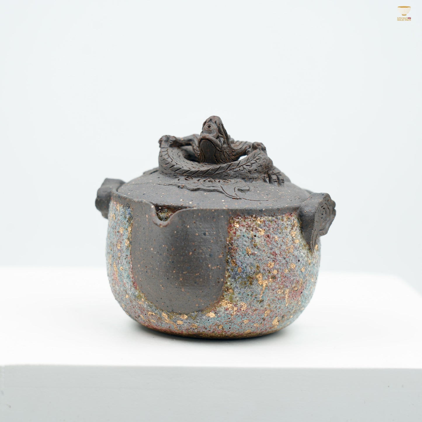 Gaoyue Aged Rock-Mineral “Dragon Treasure” Quick pot | Handcrafted Ceramic Pot with Dragon Lid Design | Oriental Wabi-Sabi Aesthetic Collectible