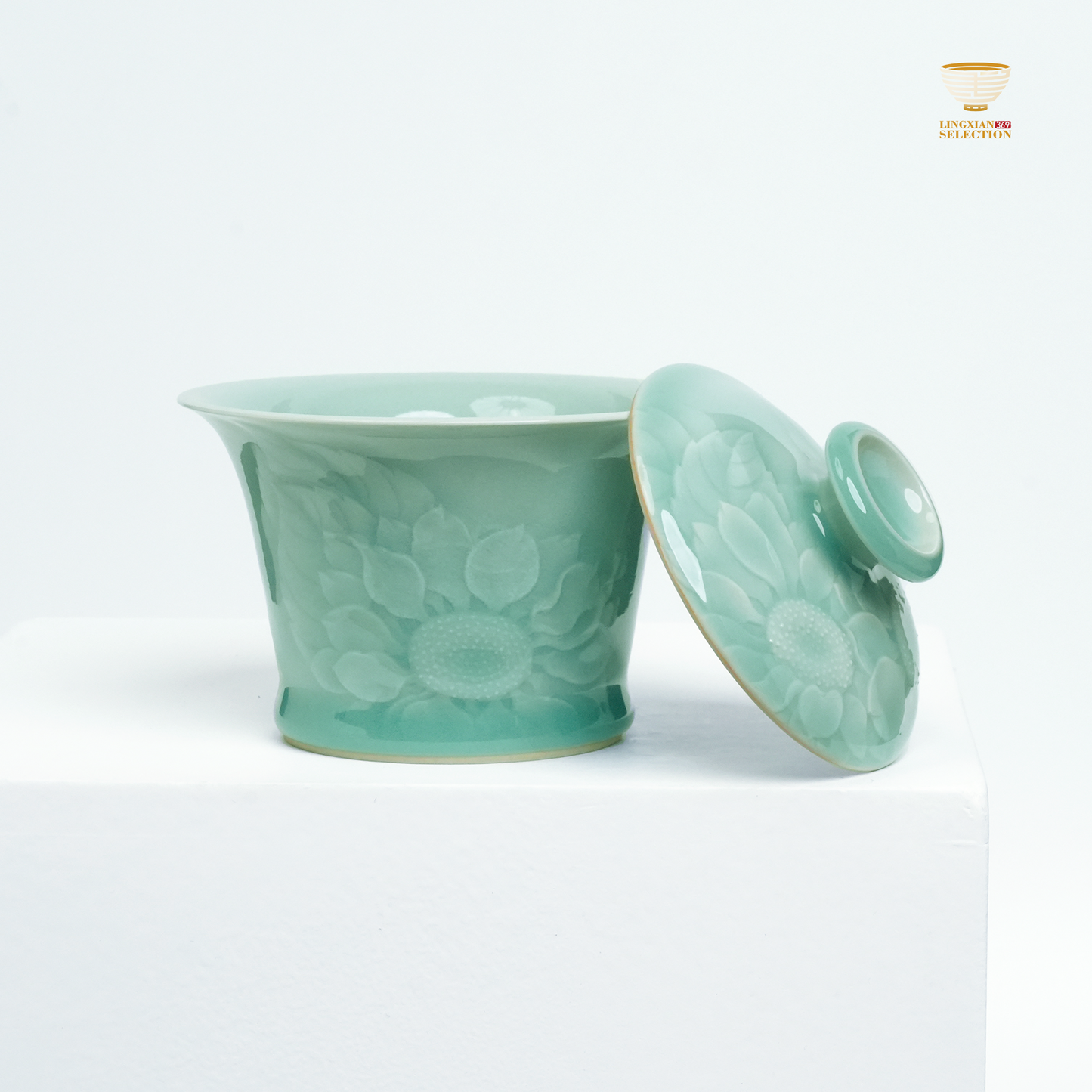 【Longquan Celadon by Liao Xinliang · Sunflower 3pieces Gaiwan |A Masterpiece of Craftsmanship & Tea Aesthetic Collection】