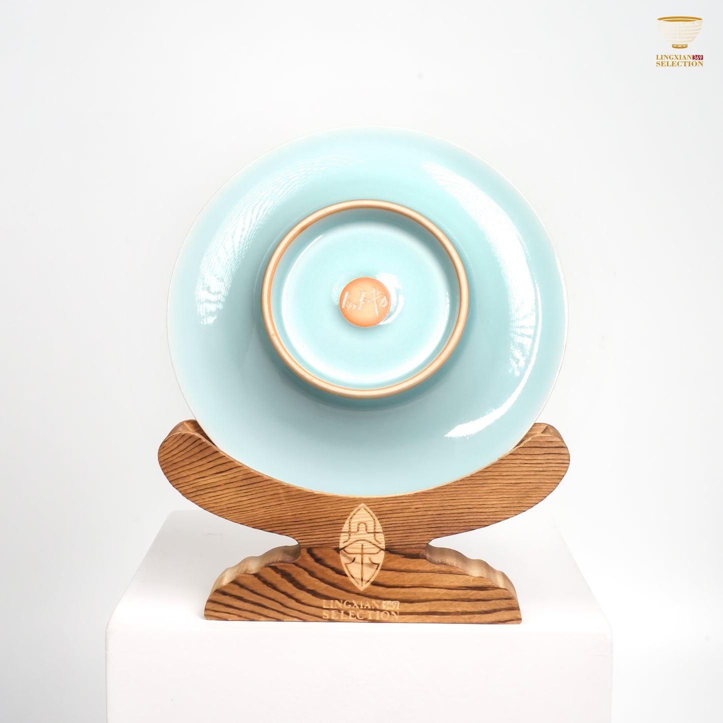 Jin Hongyang · Celadon Pink Blue Dragon, Soaring Crane & Auspicious Cloud Teapot Saucer|High-Temperature Firing · Embossed Relief Motif · Artisan Handcrafted · Elegant Gifting Choice