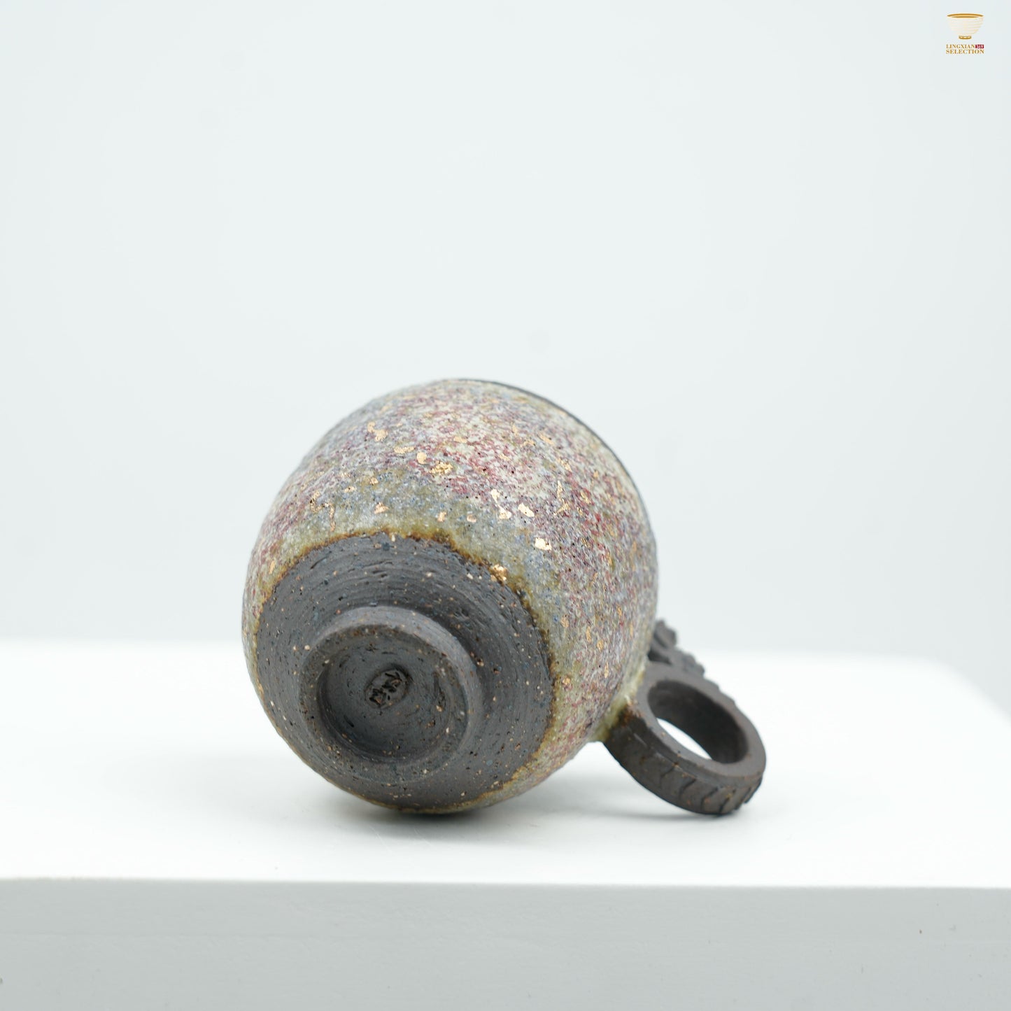 Gaoyue Aged Rock-Mineral Dragon Handle Cup | Handcrafted Ceramic Teacup with Finger-Ring Design | Rustic Oriental Aesthetic
