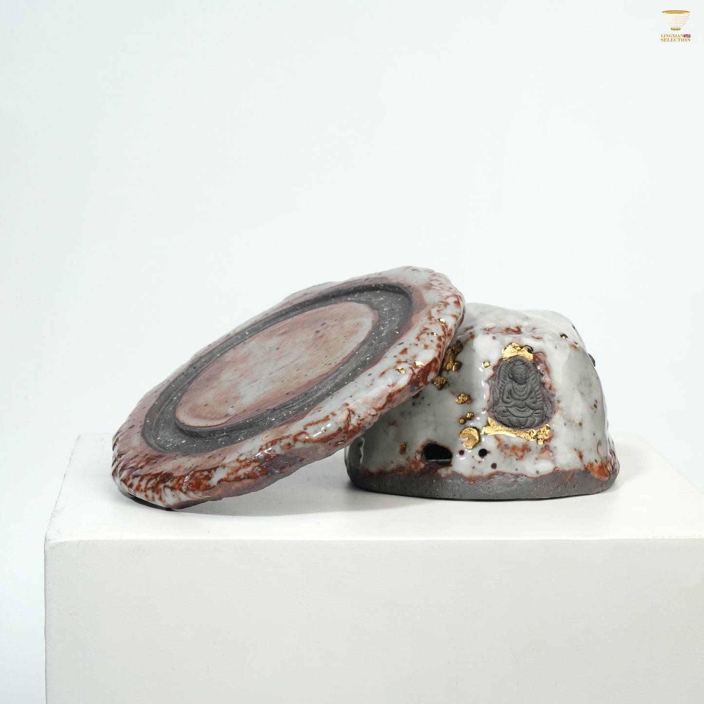 Gao Yue · Shino Ware Incense Burner|Handmade Wood-Fired Ceramic · Natural Stone Texture · Kintsugi Aesthetics · Zen Art Decor
