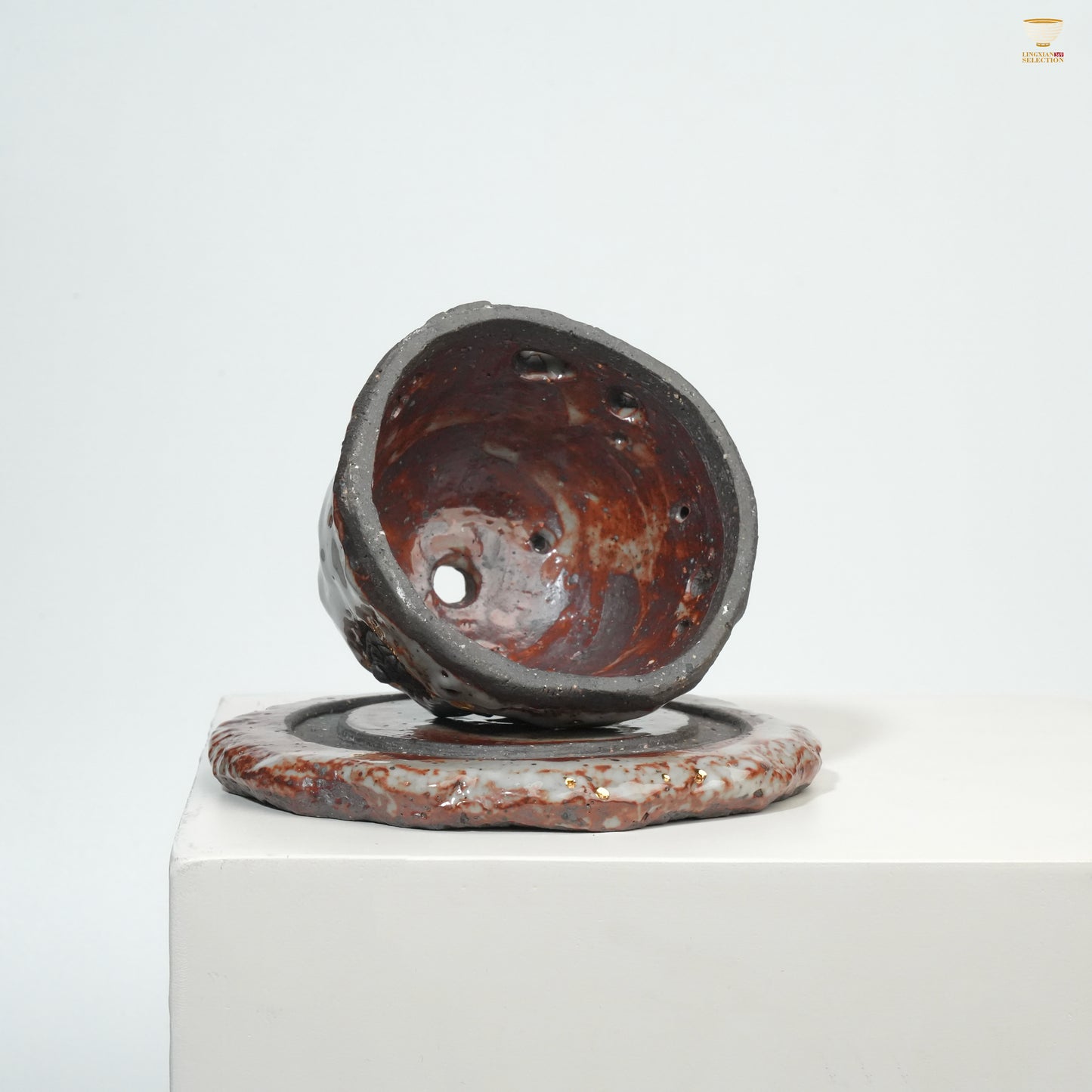 Gao Yue · Shino Ware Incense Burner|Handmade Wood-Fired Ceramic · Natural Stone Texture · Kintsugi Aesthetics · Zen Art Decor