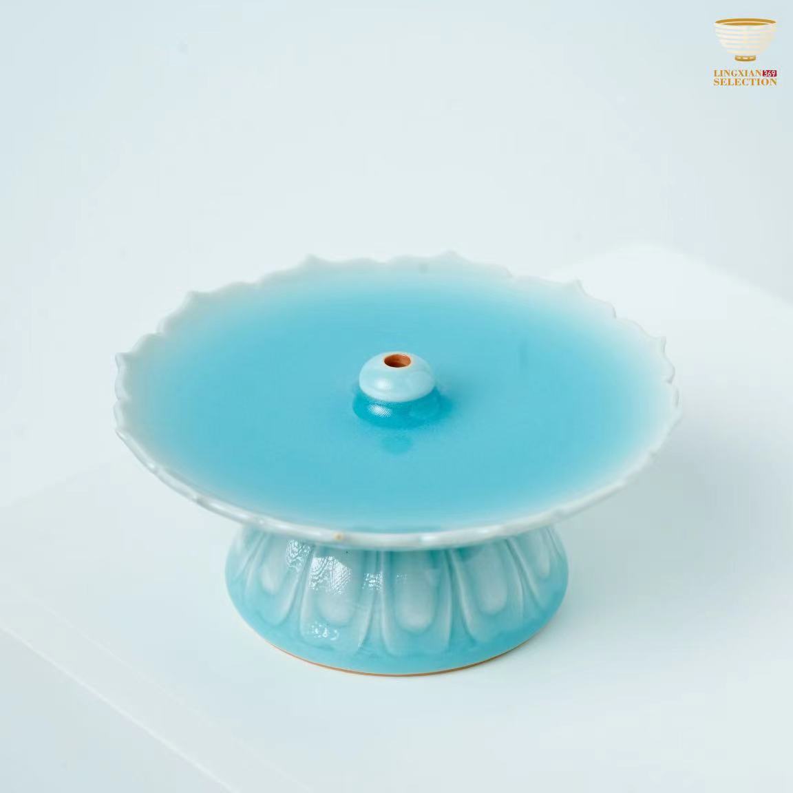 【Jin Hongyang Rosebud Carving Incense Stick Holder】Antique Pedestal Shape|Handcrafted Ceramic|For Serene Meditation Spaces