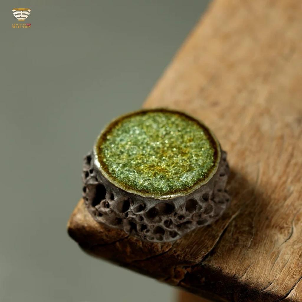 Handmade Taihu Stone Lid Rest | Aged Rock-Mineral Gongfu Tea Lid Holder | Wabi-Sabi Inspired Teaware Accessory