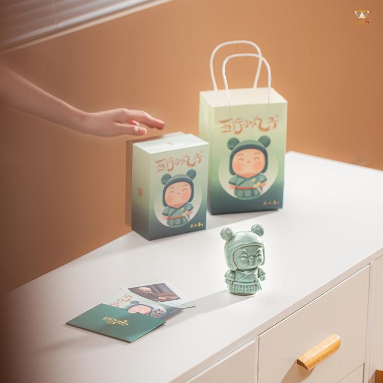 【Tu Renzhai Five Elements Mini Buddy · Longquan Celadon Figurine | Cultural Creative Toy · Chinese Style Gift Set · Adorable Lucky Guardian】