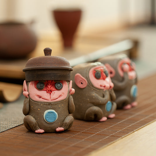 Three Wise Monkeys Lid Holder&Tea Pet – Traditional Chinese Gift