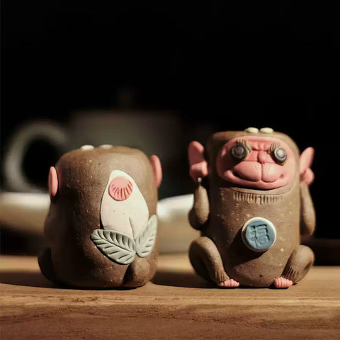 Three Wise Monkeys Lid Holder&Tea Pet – Traditional Chinese Gift