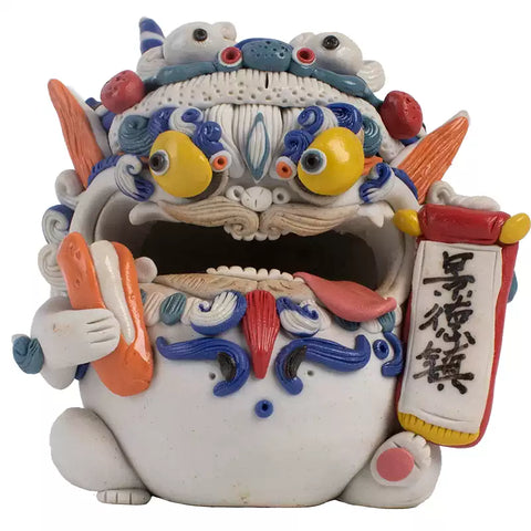Jingdezhen Blue-and-White Mythical Beast Tea Pet – Handmade Backflow & Stick Incense Burner | Traditional Chinese Gift
