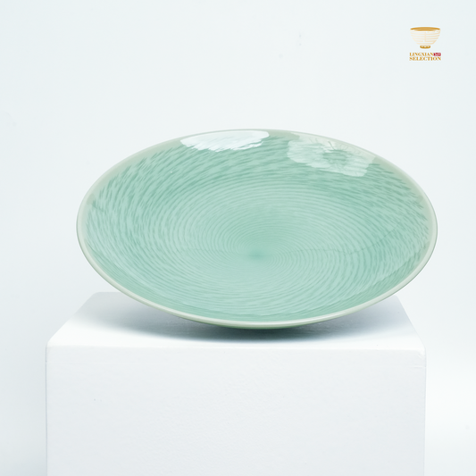 【Longquan Celadon by Liao Xinliang ·Rising Winds and Flowing Waters Teapot Plate｜A Masterpiece of Craftsmanship & Tea Aesthetic Collection】