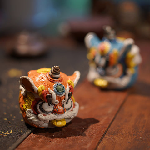 Chinese Lion Dance-Inspired Tea Pet – Backflow Incense Burner | Jingdezhen Porcelain | Traditional Chinese Gift