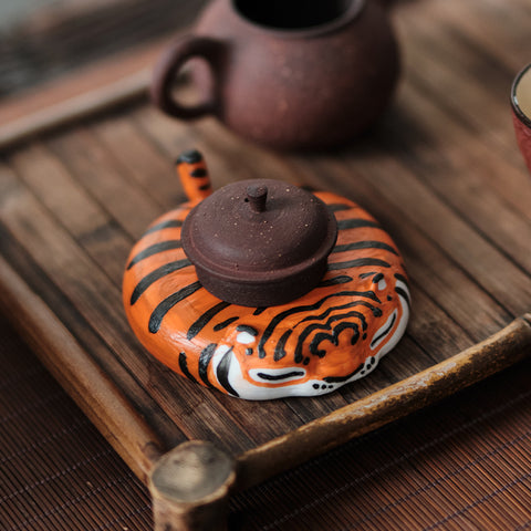 Tiger Lid Holder & Tea Coaster – Adorable Tea Table Decor | Traditional Chinese Tea Gift