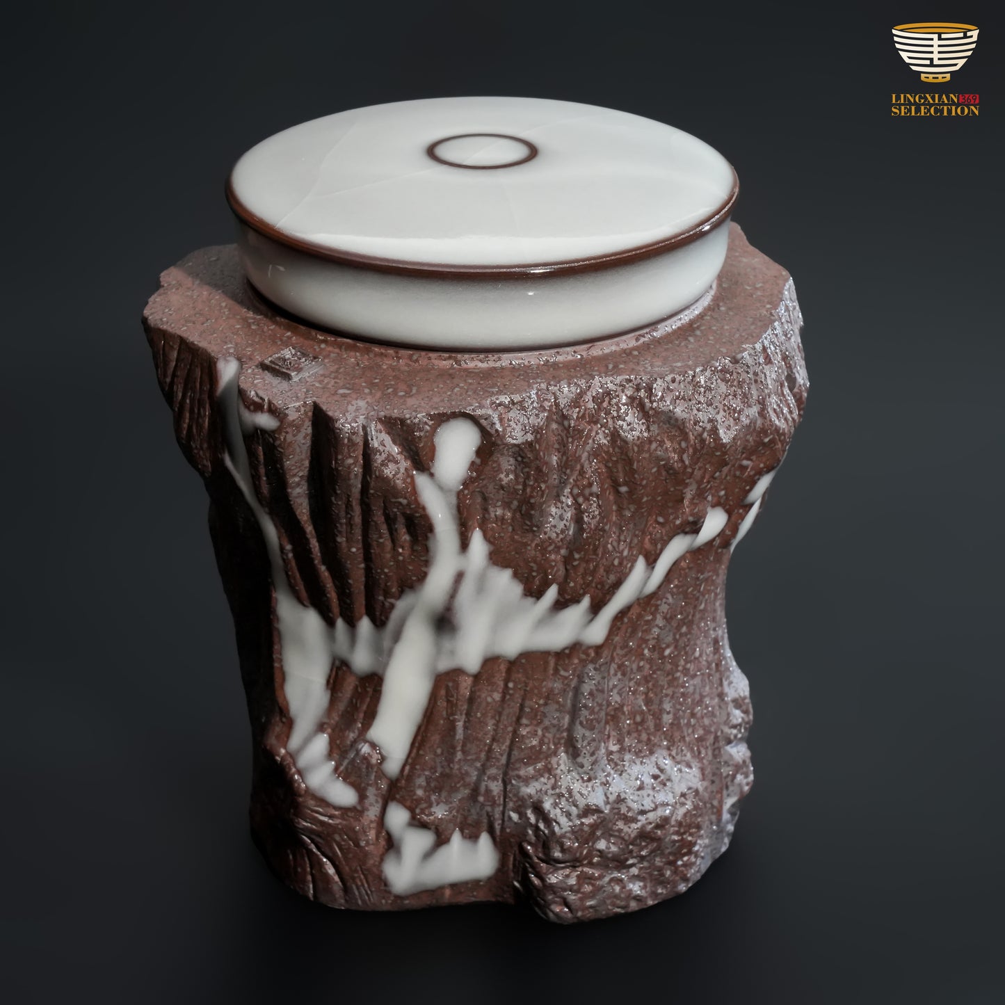 Wu Jun Celadon · “Spring from Withered Wood” Tea Caddy｜Imitating Ancient Wood Grain · Storing Tea, Preserving the Spirit of Spring