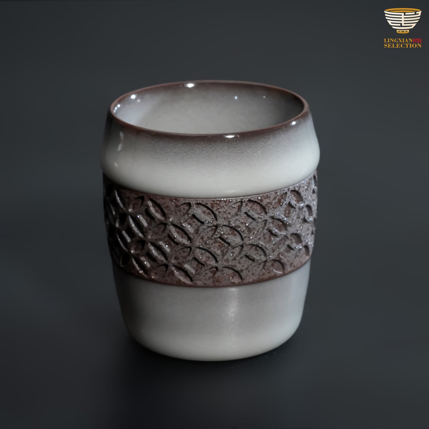 Wu Jun · “Wealth Encircles the Waist” Series Teacup｜Textured Band Design, Symbol of Abundance